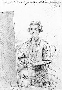 Mr. Stewart malt das Porträt von Mr. West, 1783 von Benjamin West